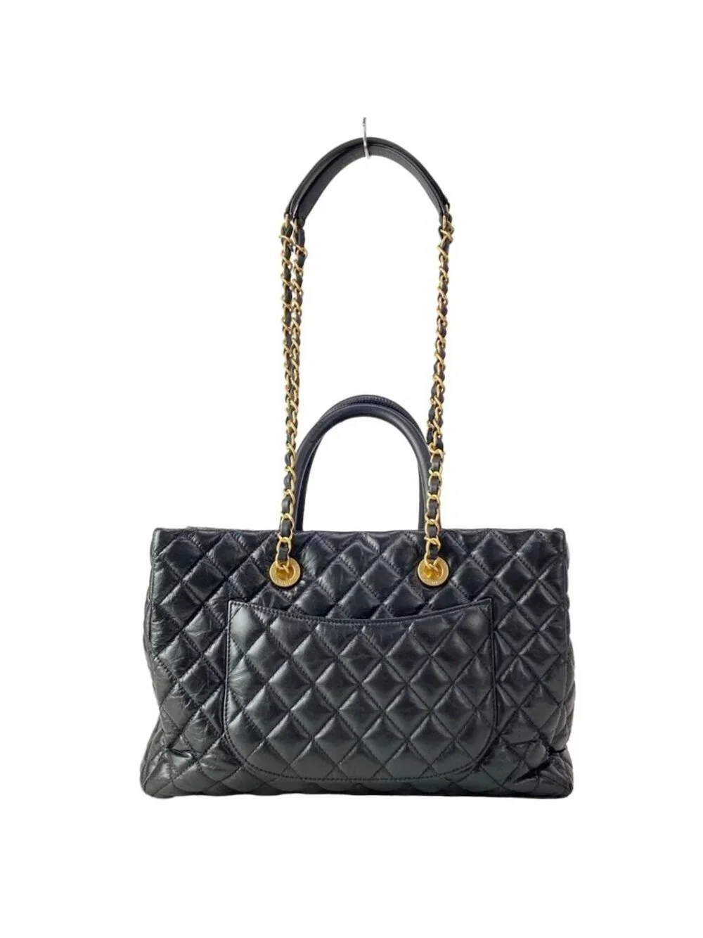 Chanel Shoulder Bag Quilted Black Matte Togo Chain 2-Way